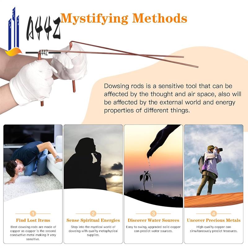 A44Z-Pure Copper Dowsing Rods- 2PCS, Divining Rods With Pendulum & Divination Mat For Water (Along With Bag & Gloves)