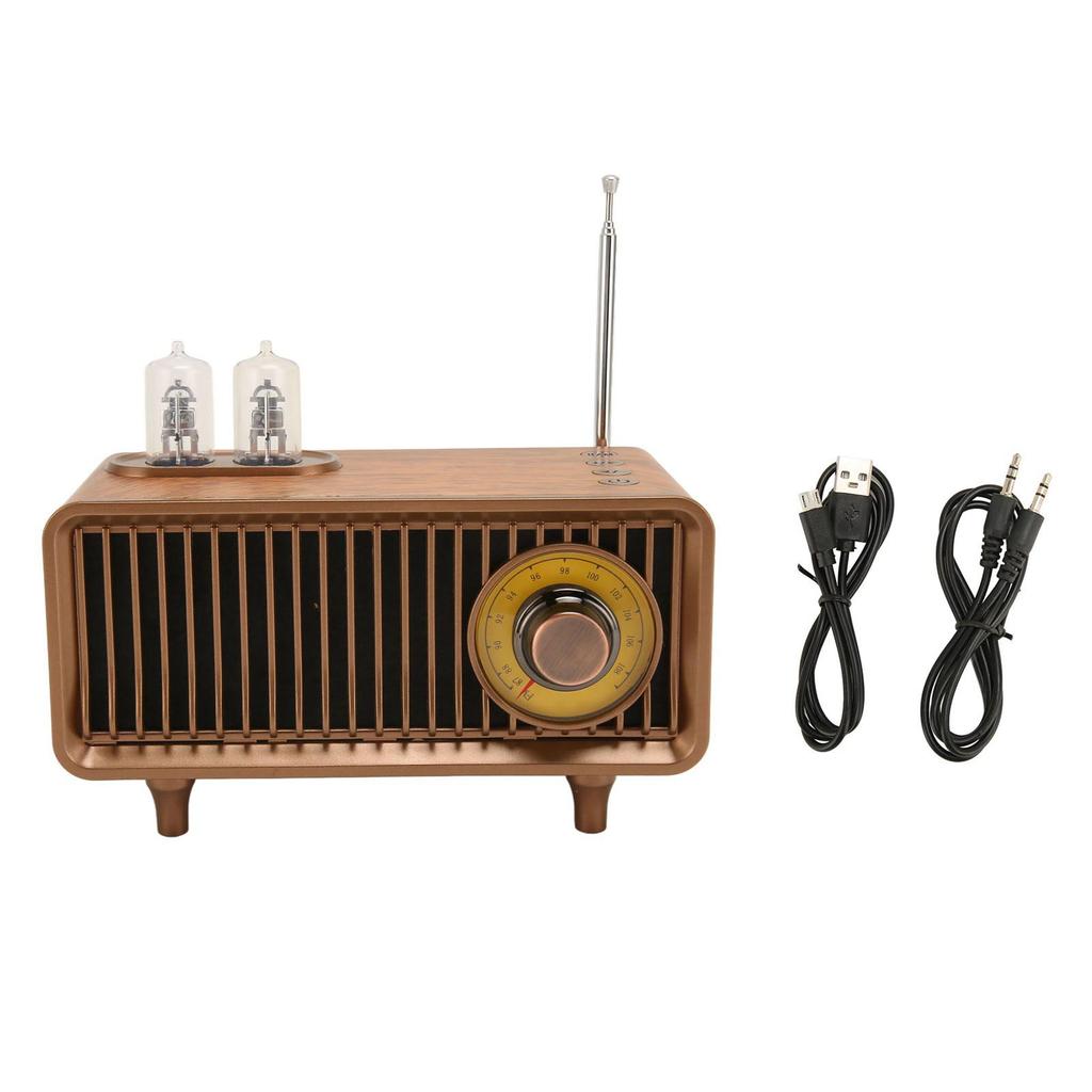 Mini Wooden FM Stereo Sound Radio Vintage Imitation Wood Grain Portable Bluetooth Speaker