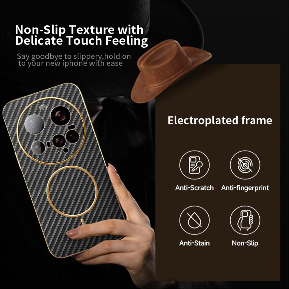 For Xiaomi 15 Ultra Phone Case Carbon Fiber Textured Electroplated TPU Back Cover