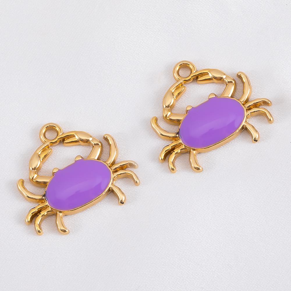 10pcs Cute Green Purple Pink Enamel Ocean Crab Conch Fishtail Heart Charms Alloy Pendants DIY Necklace Bracelet Jewelry Findings
