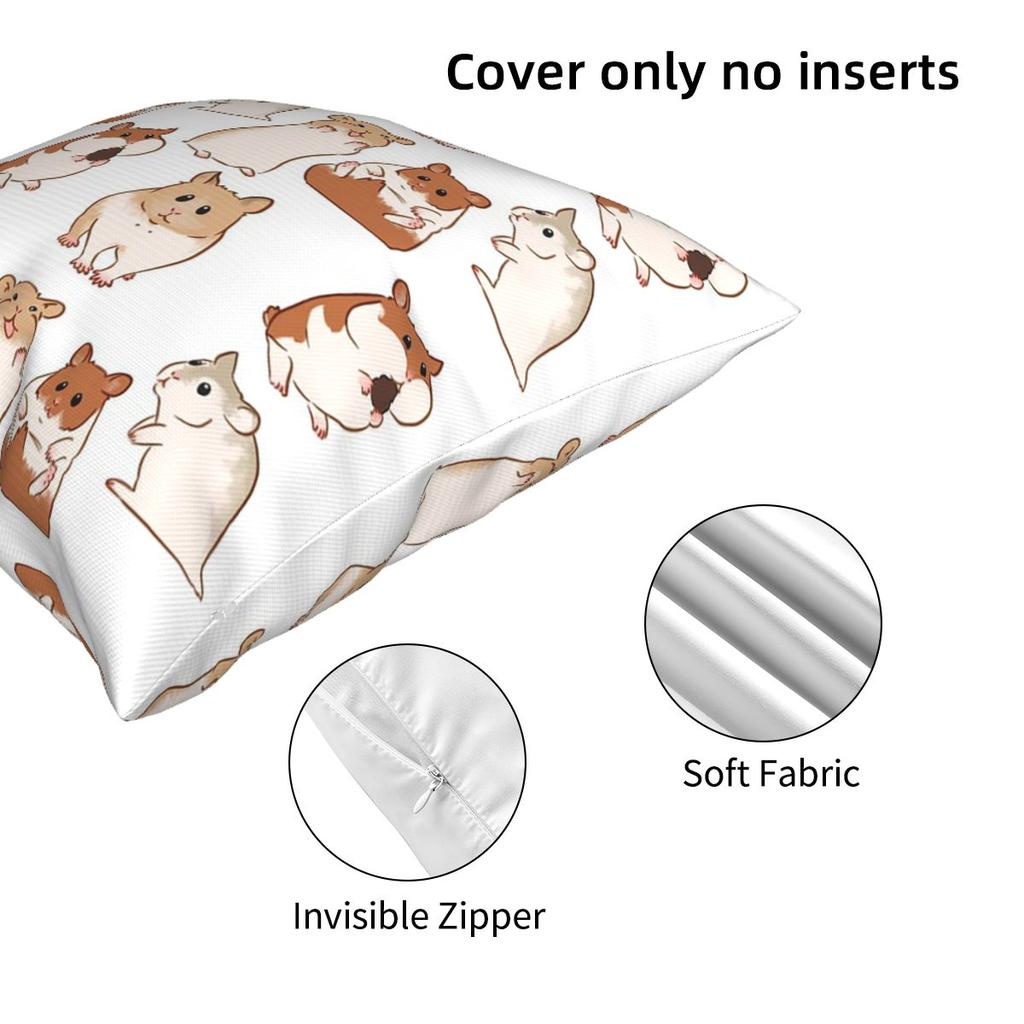 Cute Hamster Pattern Square Pillowcase Pillow Cover Cushion Decor Comfort Throw Pillow for Home Living Room