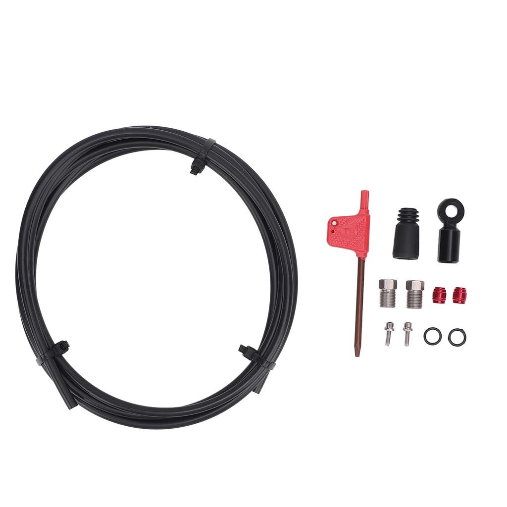 Hydraulic Disc Brake Hose Kit 6.6FT Rubber Metal Hydraulic Disc Brake Hose Fitting Kit for HRD Red