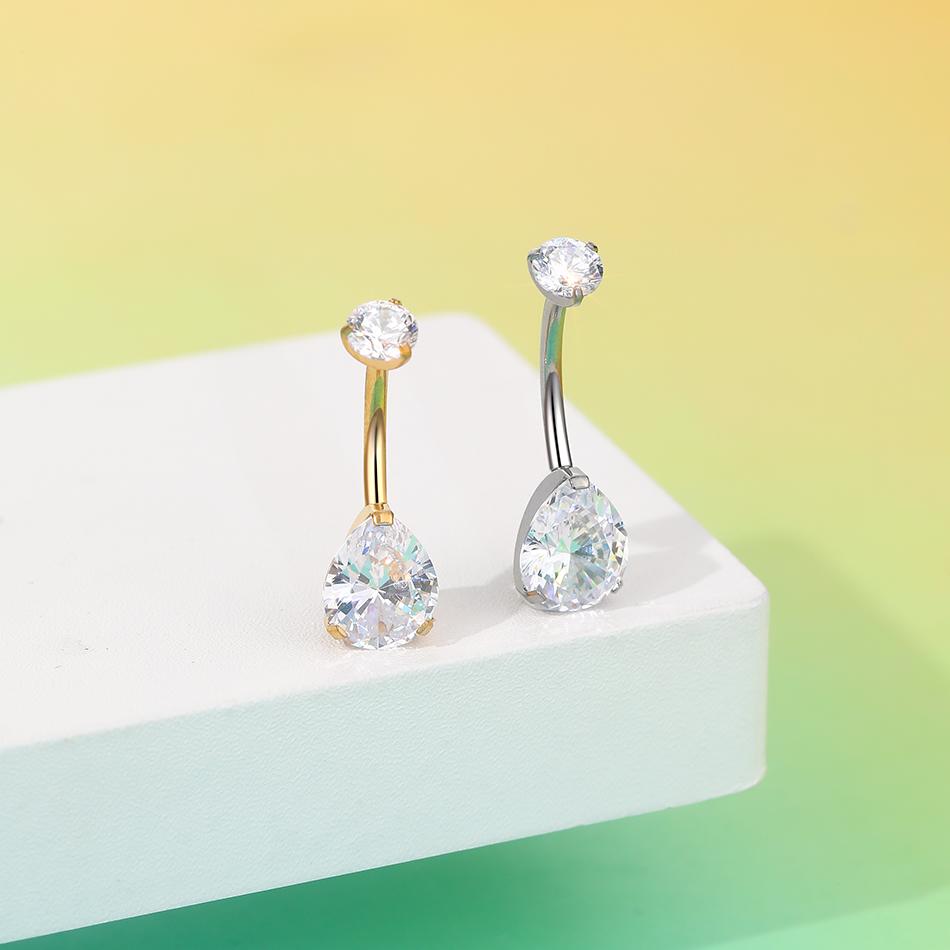 1Pc Titanium Zircon Belly Button Ring Internally Threaded Navel Ring Belly Piercing Women's Navel Piercing Body Jewelry 14G