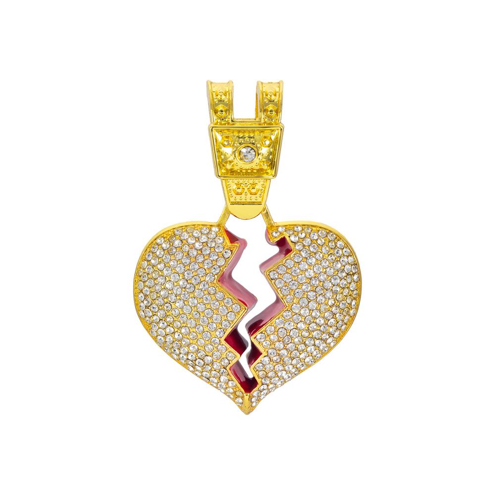 

Чоловічий хіп-хоп кулон-підвіска Розбите серце 13 мм Маямський кубинський ланцюг Хіп-хоп Інкрустований Блінг Підвіска Розбите серце Модний Шарм Ювелірні вироби