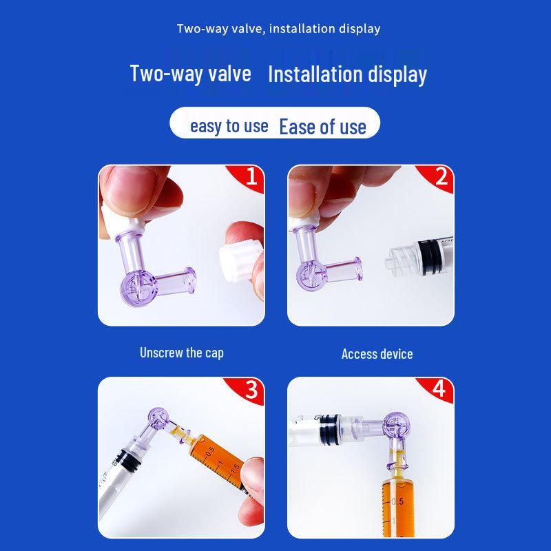 Kangpuwo Medical Hyaluronic Acid Solution Two-Way Valve Conversion Connector with Universal Screw Thread and Flat Mouth