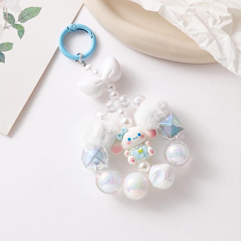 Cartoon Girl Heart Fun Handmade Beaded Acrylic Non Dropping Paint Phone Chain Grabber Doll Keychain Bag Hanging Decoration
