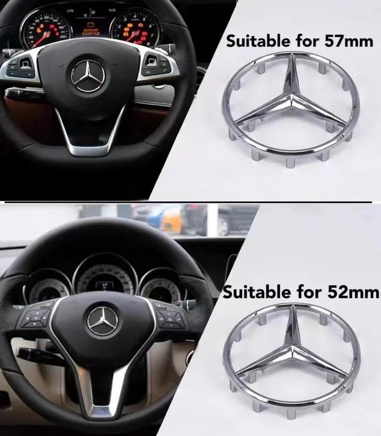 JETFE1 52mm 57mm ABS Car Steering Wheel Logo Badge Emblem Styling Accessories For Mercedes Benz C E S Series CLA CLS W212 W205 W204