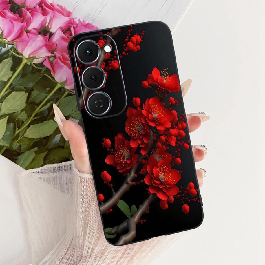 Case For Tecno Spark 40 Pro 40Pro+ 4G Cover Fashion Flower Phone Case Slim Black Silicone Soft Cover For Tecno Spark40 40C Shell