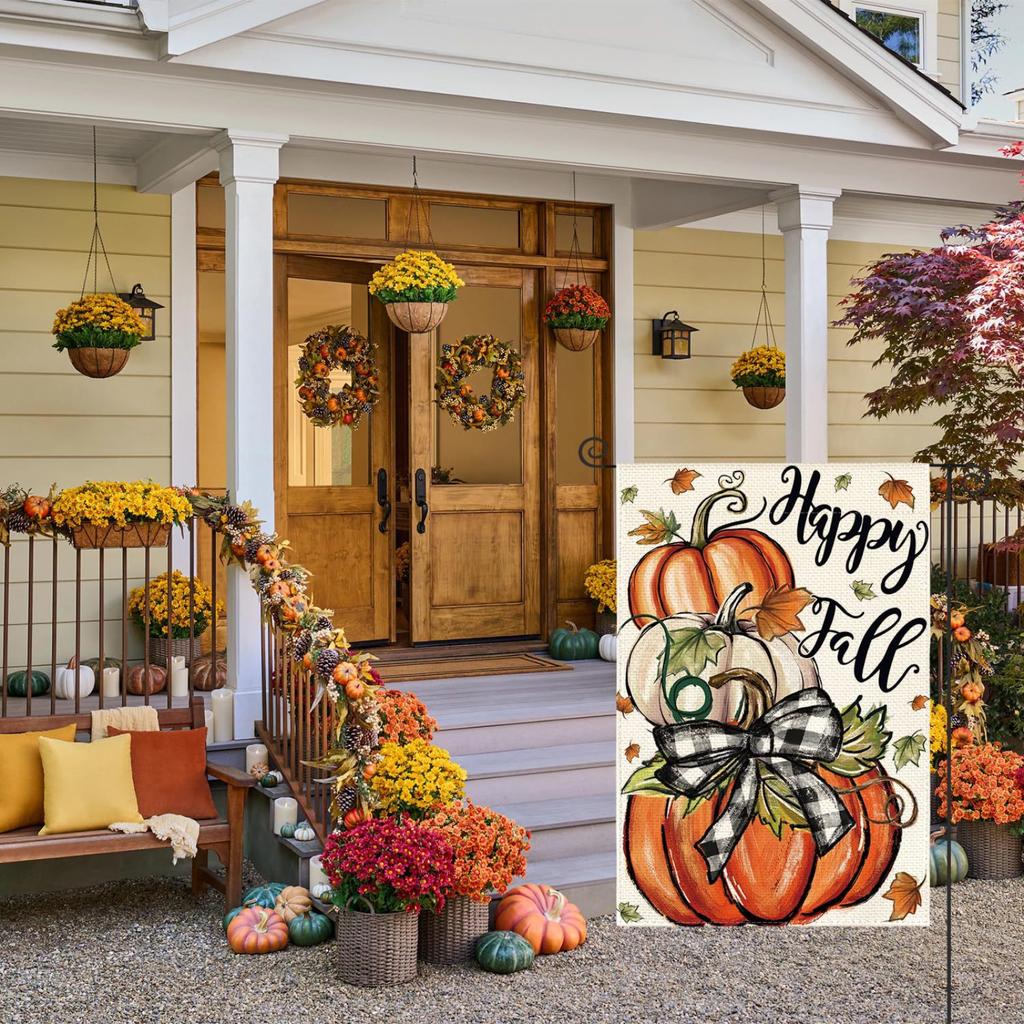 Double Layer Garden Banner - Rustic Outdoor Decorative Hanging Flag For Patios, Fences, And Seasonal Celebrations