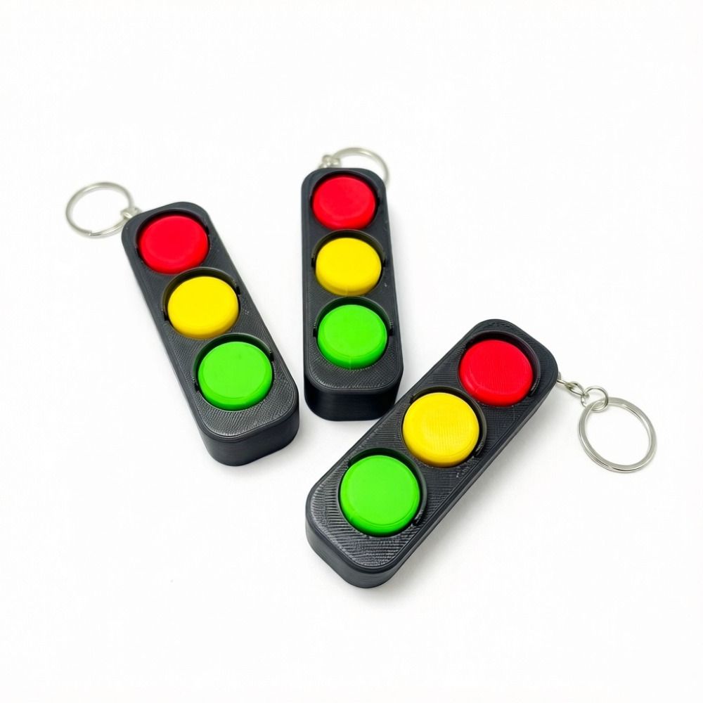3D Printed Fidget Clicker Keychain Lightweight Portable Traffic Light Fidget Pleasant Touch Clickable Functions Backpack Charm