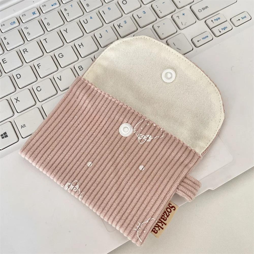 New Floral Corduroy Card Bag Small Coin Wallet Hasp Coin Purse Student ID Card Holder Kids Cute Purse Bus Card Sleeve