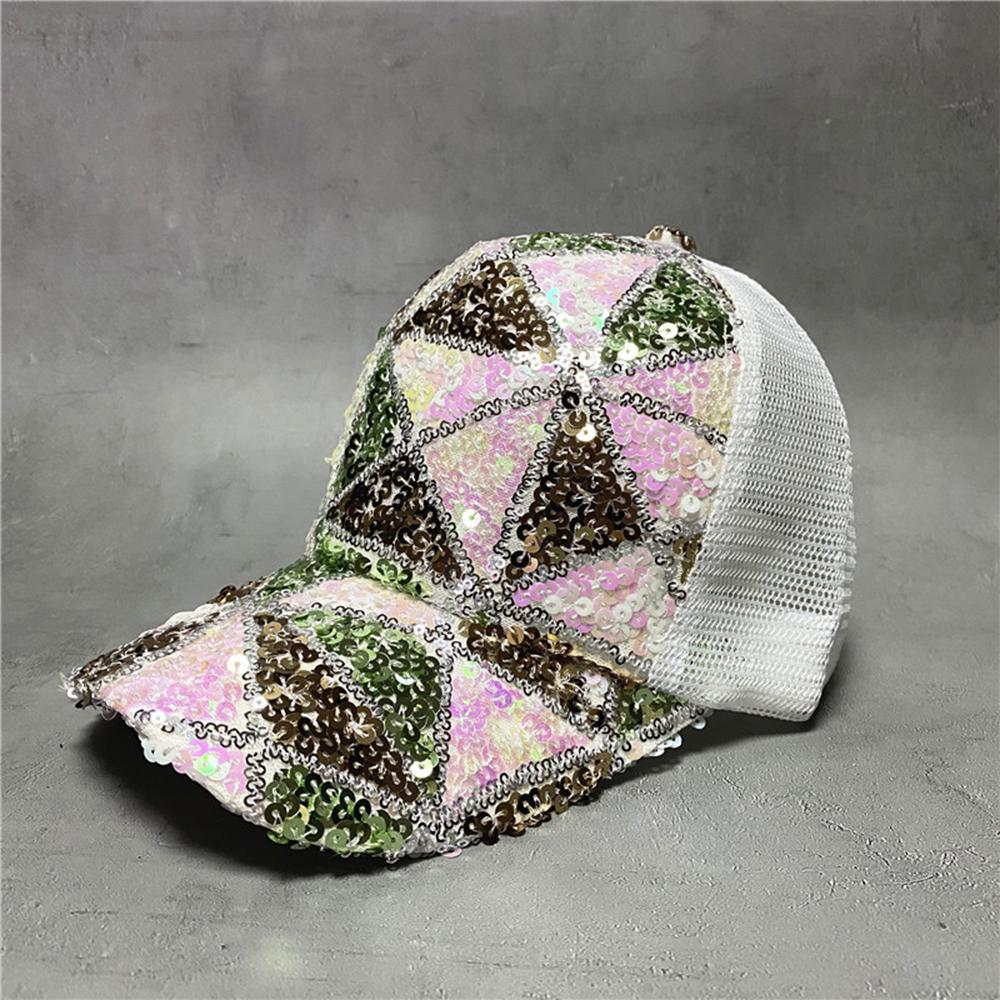 blingdeals Women Trucker Hat Sequins Baseball Cap Mesh Casual Beach Cap blingdeals Women Trucker Hat Sequins Baseball Cap Mesh Casual Beach Cap