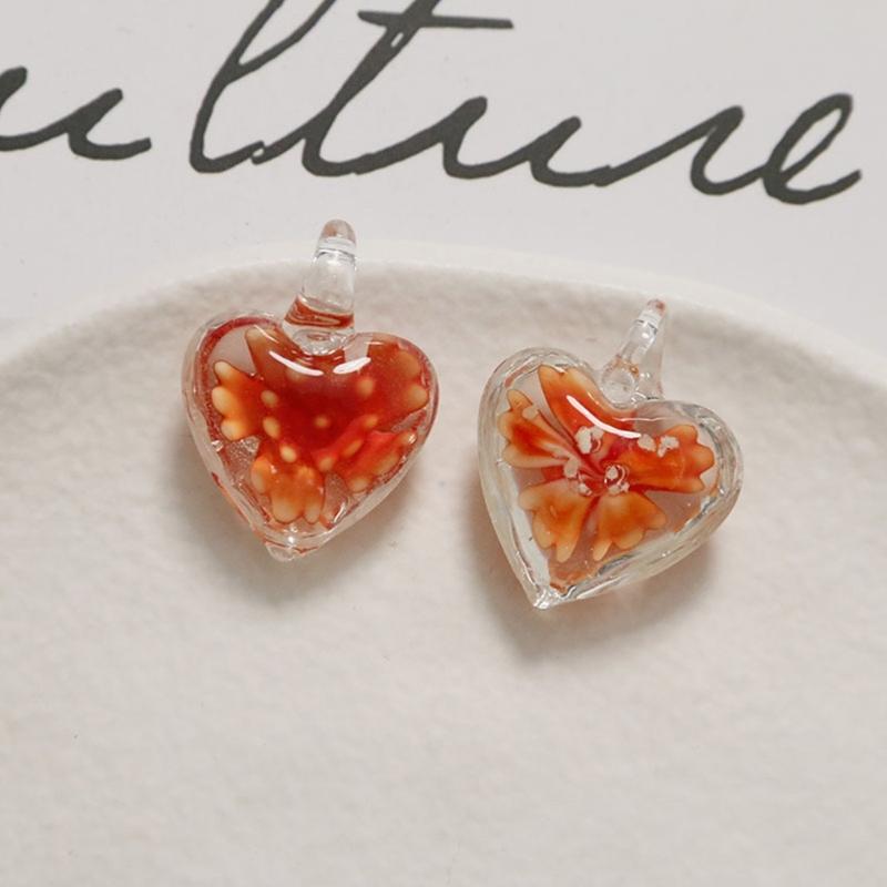 Glass Heart Charm 25x20mm Small Love Heart Shape Pendants for Women DIY Love Jewelry Necklaces Making Findings 6-Color