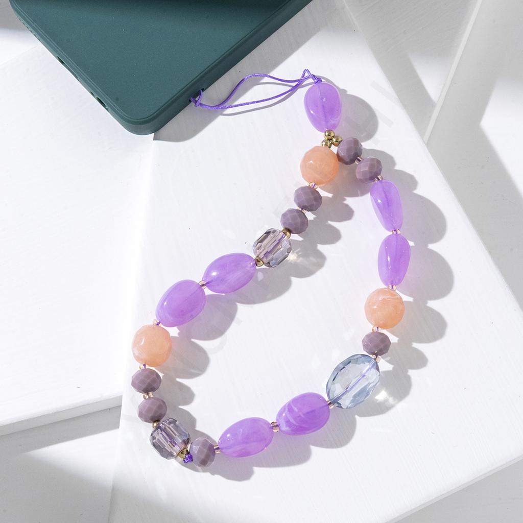 ins style color acrylic stone mix and match mobile phone chain fashion creative DIY mobile phone case pendant
