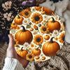 Fall Pumpkin Sunflower and Daisy Pattern Round Metal Tin Sign D Flat Printing Autumn Harvest Wall Plaque For Home Decor