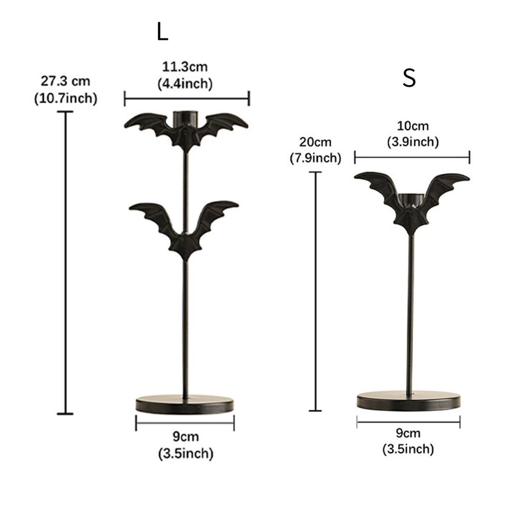 Gothic Bat Shape Candelabra Halloween Decoration Iron Taper Candleholder Easy Setups Festives Table Centerpieces Decors