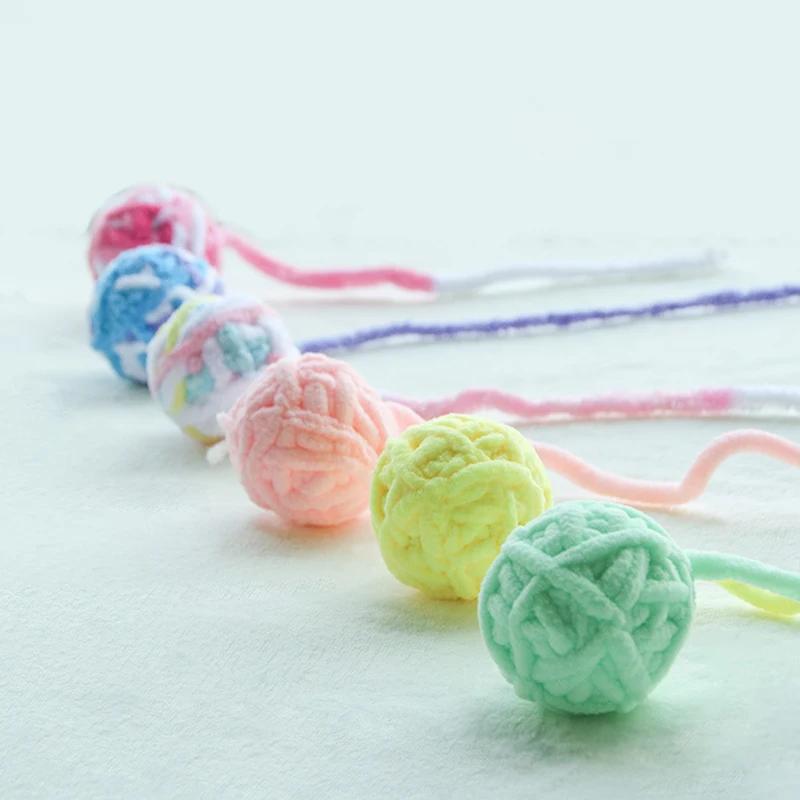Cat Toys Colorful Yarn Balls with Bell Sounding Interactive Chewing Toy for Kitten Stuffed Toy Ball Cat Supplies