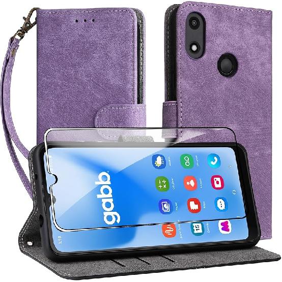 Чехол-кошелек для Gabb Phone 4 с защитной пленкой для экрана, женский мужской, блокировка RFID, PU кожа, флип-чехол, ремешок на запястье, слоты для кредитных карт, чехол для телефона для Gabb Gabb Phone 4 фиолетовый