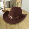 Spring and summer new retro cow head belt crimped woolen cowboy hat children's ethnic style outdoor grassland sunshade top hat