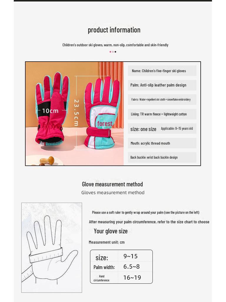 Kinder Winter Ski- & Sporthandschuhe - Warm, Wasserdicht, Dick, für Radfahren & Bergsteigen