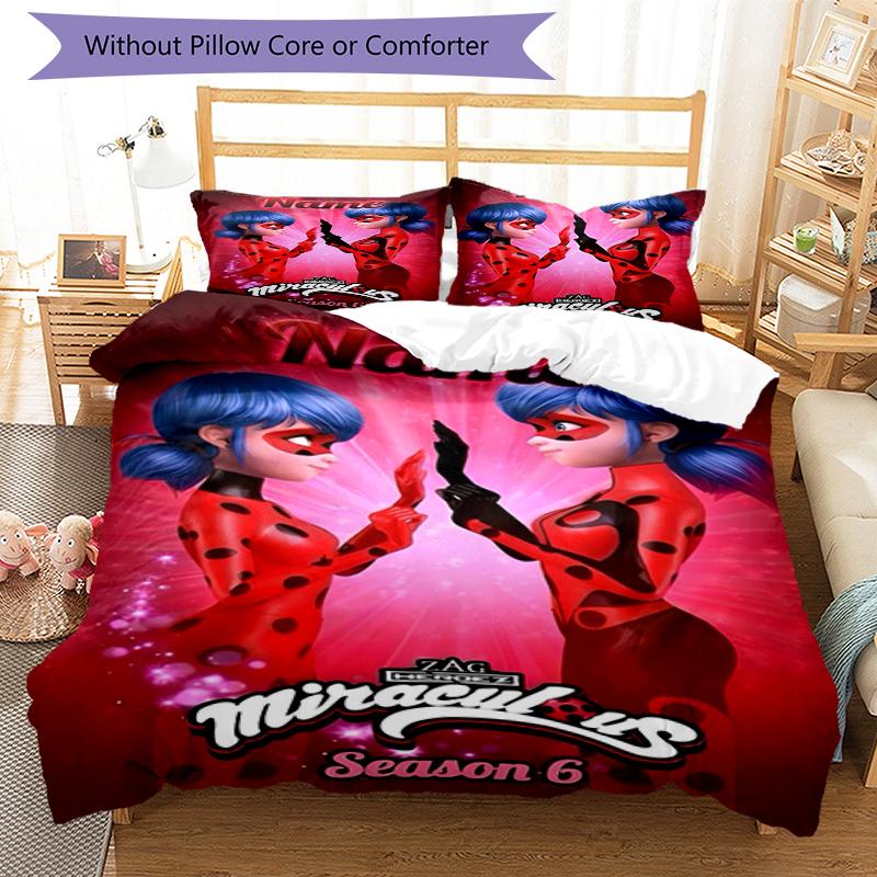 3pcs Custom Name Ladybug Bedding Set Duvet Cover Closure Includes 1 Duvet Cover & 2 Pillowcases, Soft and Comfortable for All Seasons.