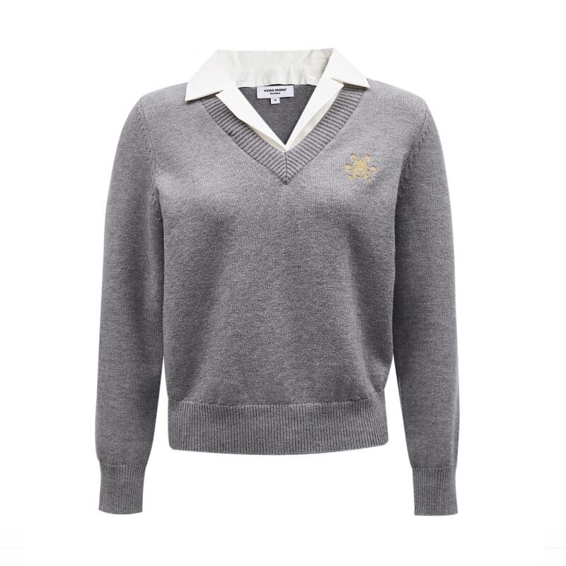 Veromoda Women's College Style Detachable Collar Knit Top