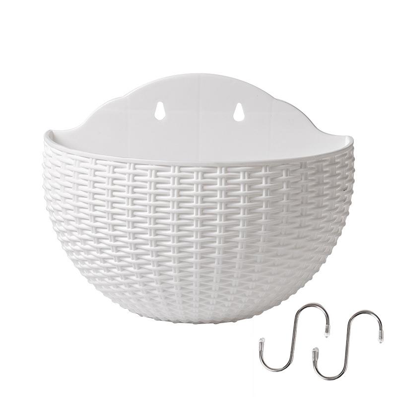 

Цветочный горшок с крючками Изысканная настенная пластиковая настенная подвесная корзина Цветочный горшок для наружного сада Балконное ведро для цветов Домашний декор Новый 26x20.5cm белый