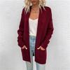 2026 Spring & Autumn Women's Mid-Length Cable Knit Cardigan Sweater