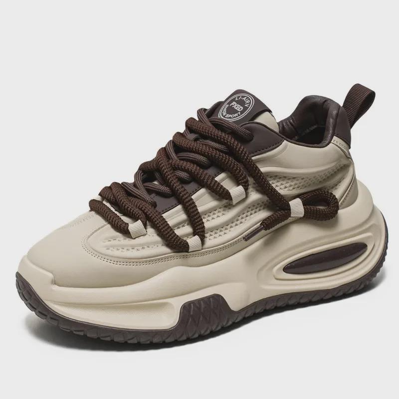 

Мужские модные кроссовки на толстой подошве: Стиль Гонконга, дышащий и идеальный для любого сезона 43 бежевый