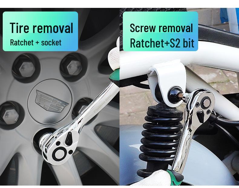 Portable Industrial-Grade Chrome-Molybdenum Steel Ratchet Wrench Set - Large, Medium & Small, 72-Tooth