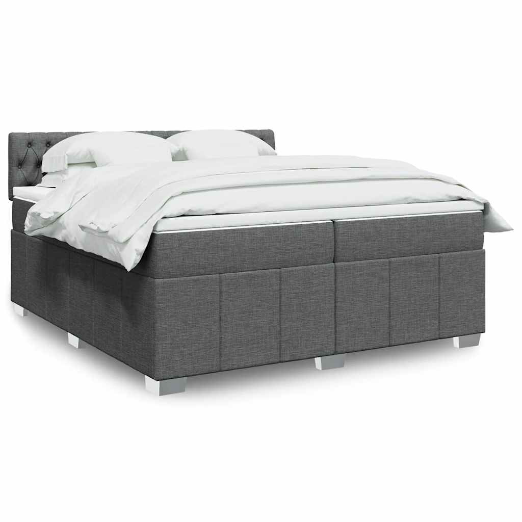 Box Spring Bed with Mattress Dark Gray 200x200 cm Fabric