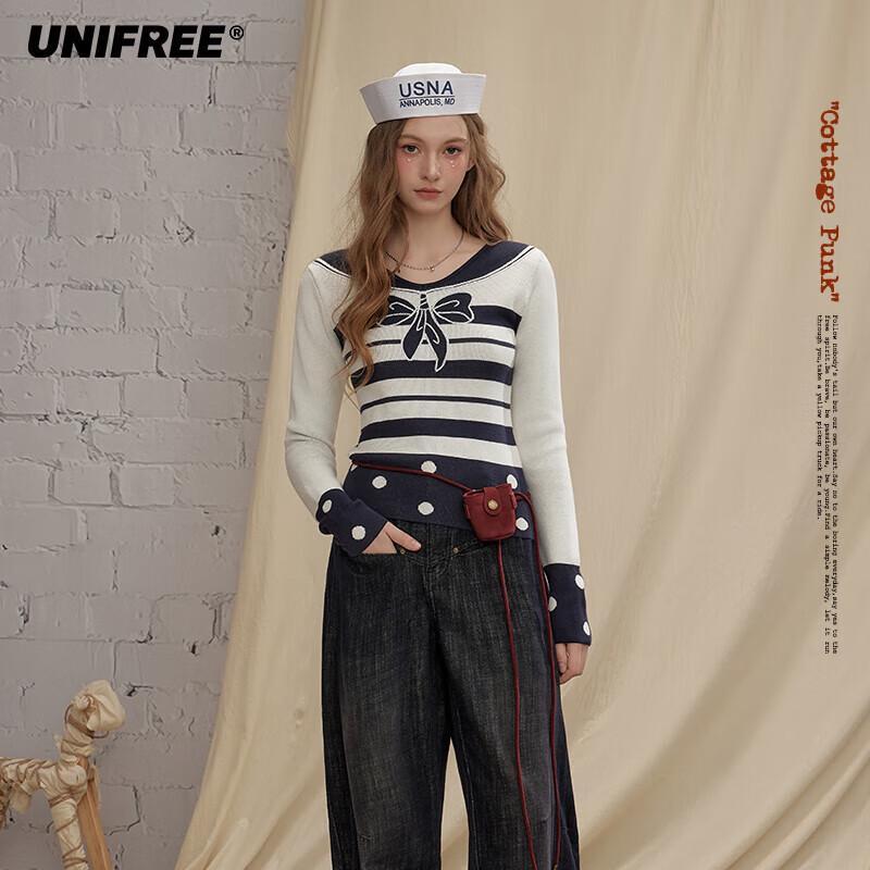 UNIFREE Women s Retro Academic Knitted Sweater L