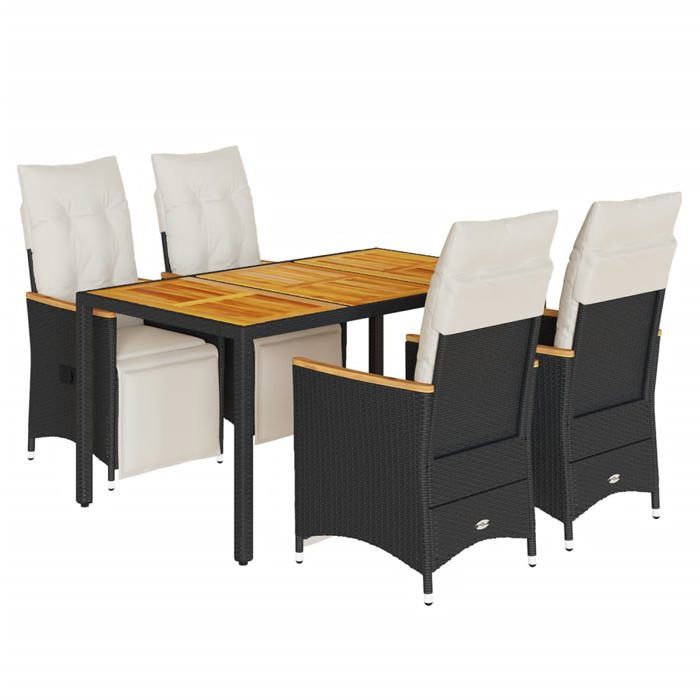VidaXL 5 Pcs Garden Bistro Set Cushions Black Poly Rattan, Garden Bistro Set, Balcony Set, Set 3276961