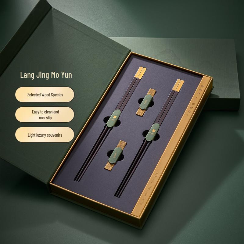 Kemandu Ebony Chopsticks Gift Set with Rests Set