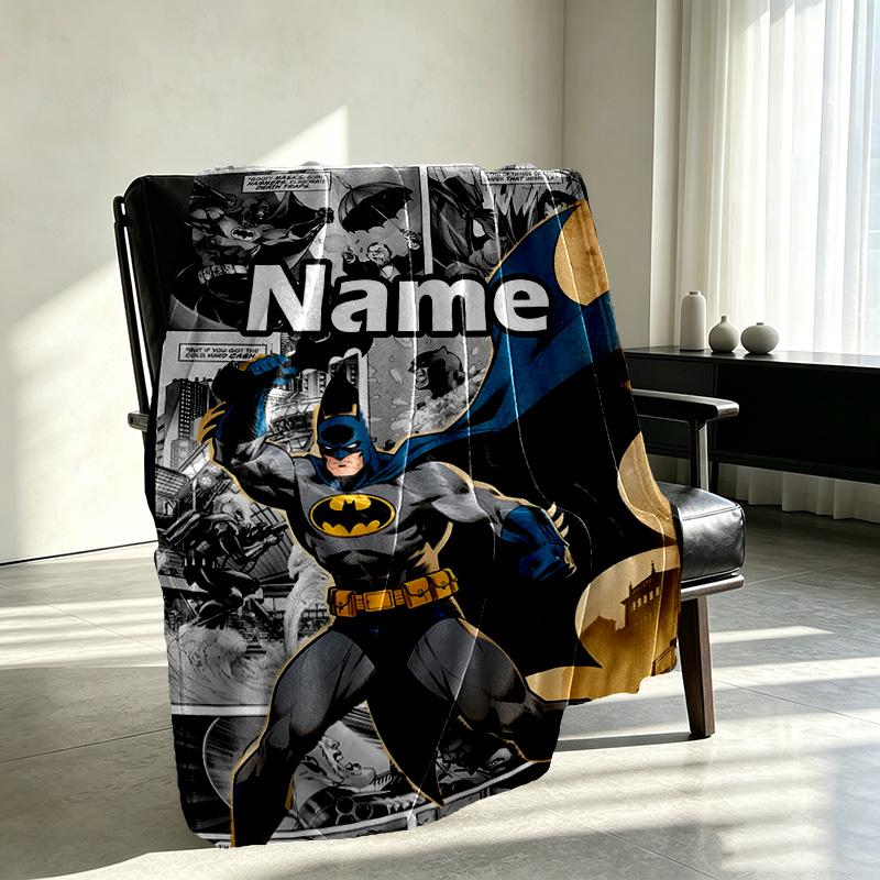 Custom Name Personalized Batman Print Blanket, Home Decor, Bedroom, Sofa, Camping, Couch, Gifts for Birthday Christmas