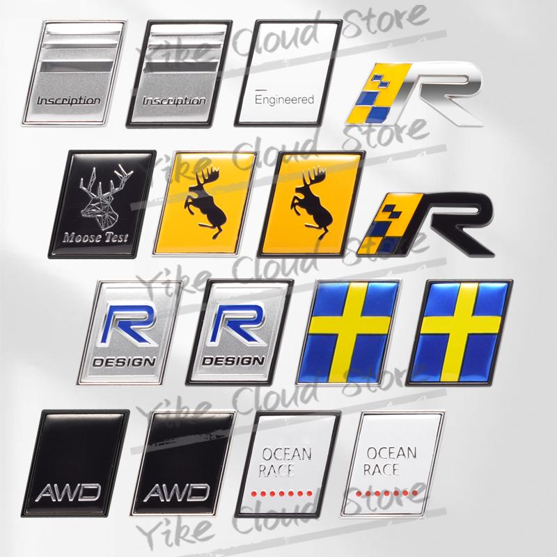 vzpgl9 Prancing Deer R Design Sweden Flag Elk Decoration Emblem Car Styling 3D Metal Badge For Volvo XC60 XC90 V40 Body Trunk Stickers