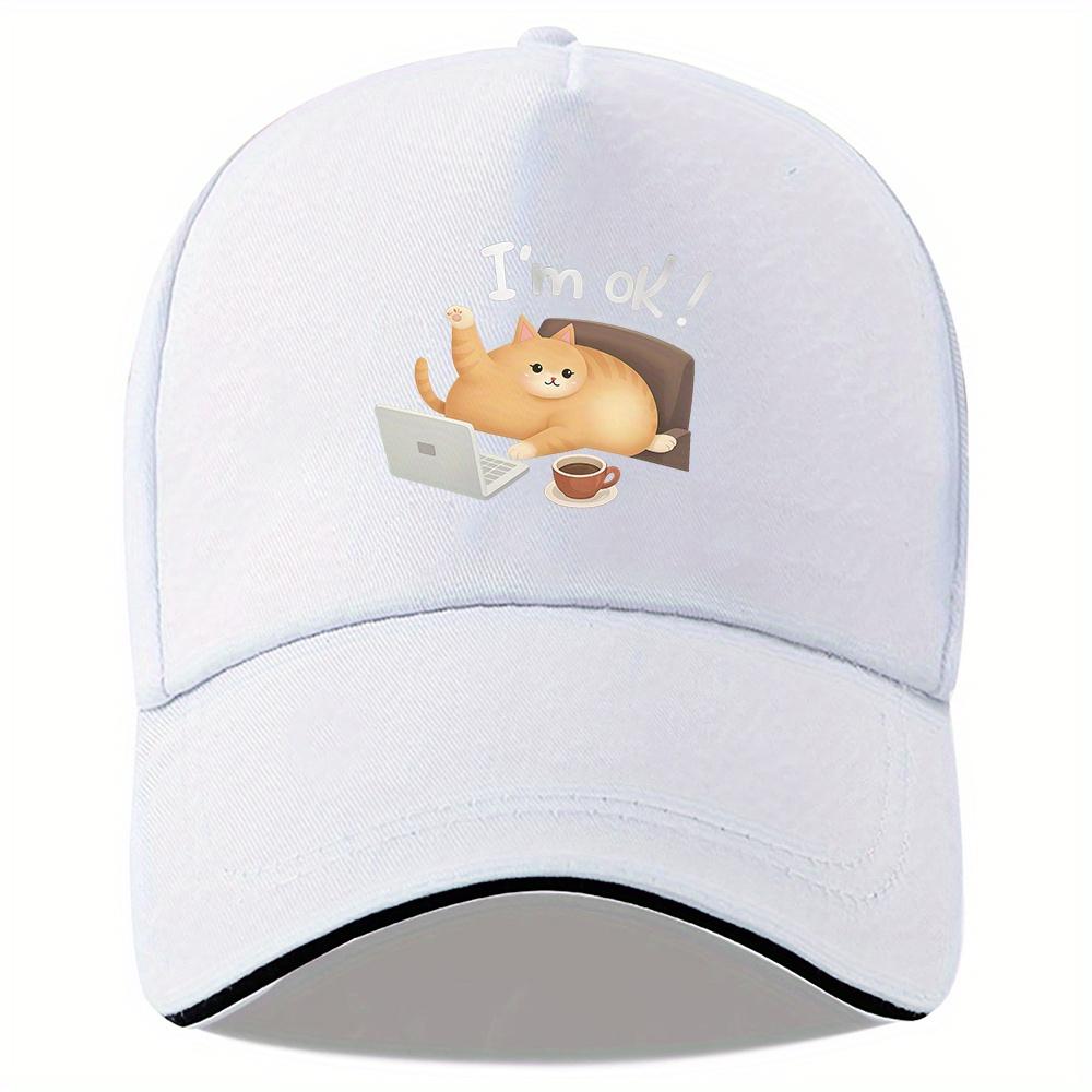 Office Cat Im OK Funny Graphic Baseball Cap Polyester Adjustable Casual Snapback Hat for Adults