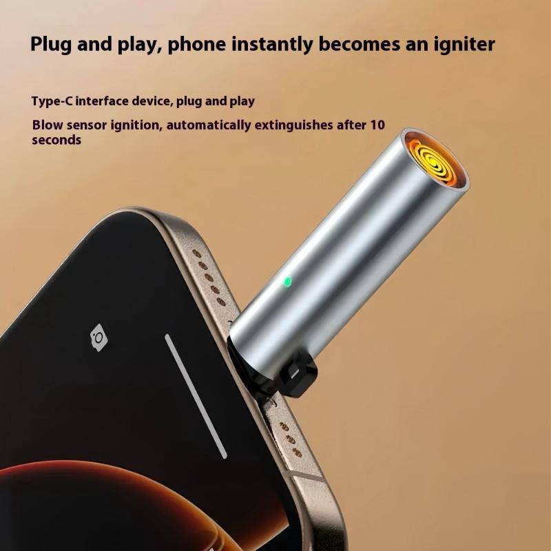 1 Pcs Type-C Portable Low Consumption Mini Electronic Lighter Windproof And Energy Saving Outdoor Phone Lighter