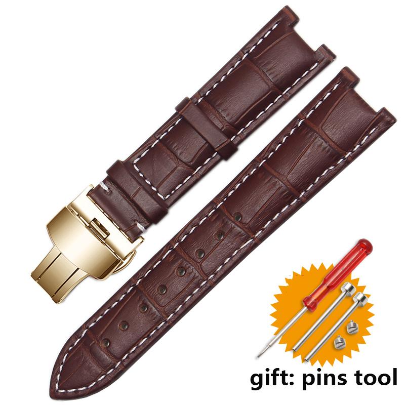

Gnuine Leather Watchband for GC Wristband 22*13mm 20*11mm Notched Strap with Stainless Steel Butterfly Buckle BAND 20-11mm