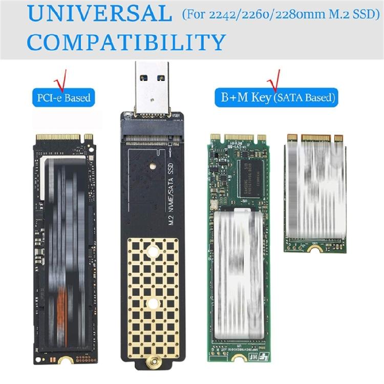 M.2 NVME USB 3.1 Adapter M-Key M.2 PCIe Hard Drive Converter Reader High Performance Expansion Card for 2242 2260 2280