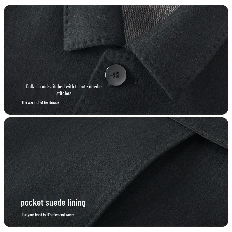 Hodo Men's Thickened Wool Blend Mid-Length Overcoat