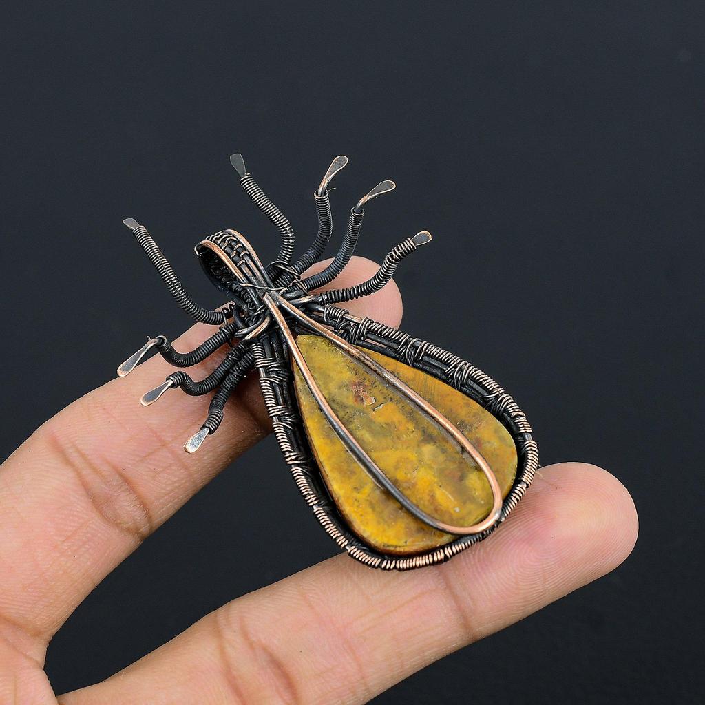 Fossil Coral 999 Copper Wire Wrapped Pendant Handmade Gemstone Jewelry, Gifts For Wife Brand New Jewelry Pendant
