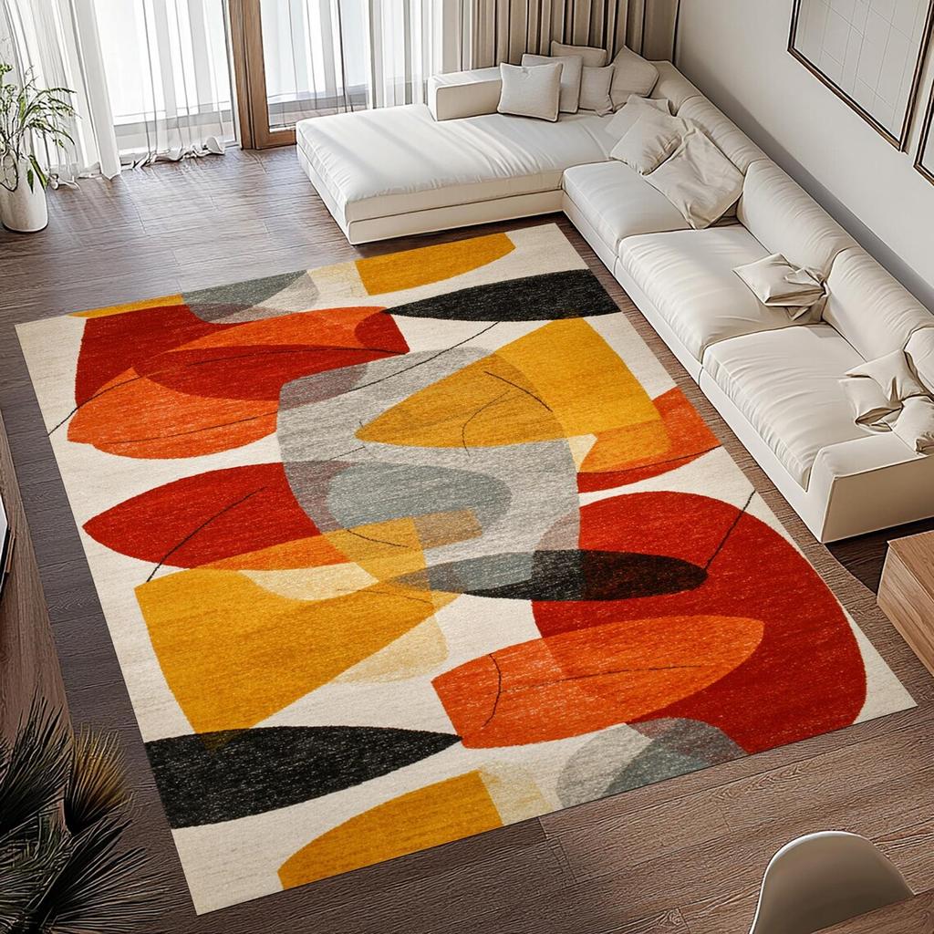 Mid Century Carpet Modern Geometric Rugs Anti Slip Machine Washable Carpet Bedroom Living Room Bathroom Dormitories Floor Mat