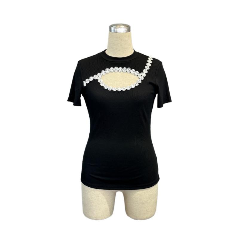 Women's Summer Decoration Decal Round Neck Short Sleeve Fashion T-shirt Top