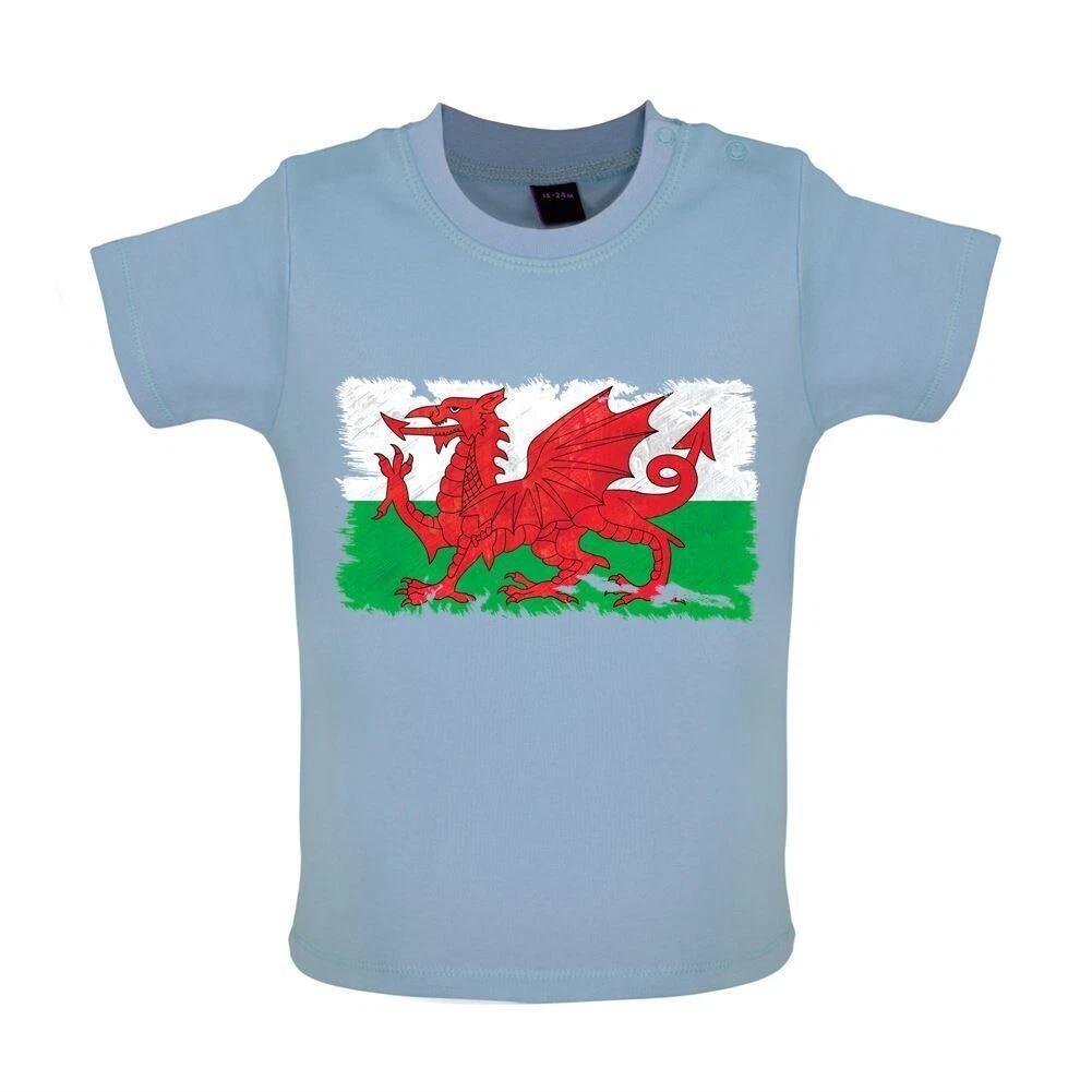 Wales Grunge Style Flag - Baby Kids Boys Girls Unisex T-Shirt / Babygrow - Welsh Cymru Country Rugby 6 150