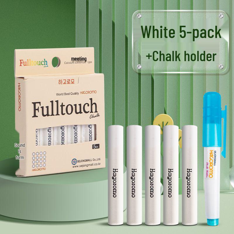 Feather Robe Dustless Chalk Set: White & Red Chalk with Anti-Stain Holder for Teacher and Children Use