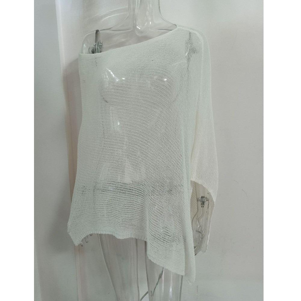 Off Shoulder Women Knit Cover-up Irregular Cardigan New Sunscreen Shawl  Summer