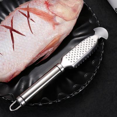 Instrument de detartrare de pește Detartrant de pește din oțel inoxidabil cu caneluri Racletă de pește cu dinți cu două rânduri Mâner ergonomic Curățător de zgârieturi de solzi de pește pentru detartrare