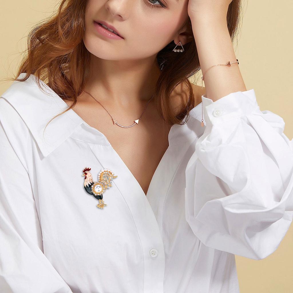 Cultural Zodiacs Rooster Pin Animal Alloy Craftsmanship Brooch Lightweight Accessory For Work Or Celebrations