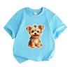 Cute Yorkie Puppy Graphic Kids T Shirt 100% Cotton Crew Neck Short Sleeve Tees for Boys Girls Casual Soft Breathable Animal Dog Print Summer Daily Top